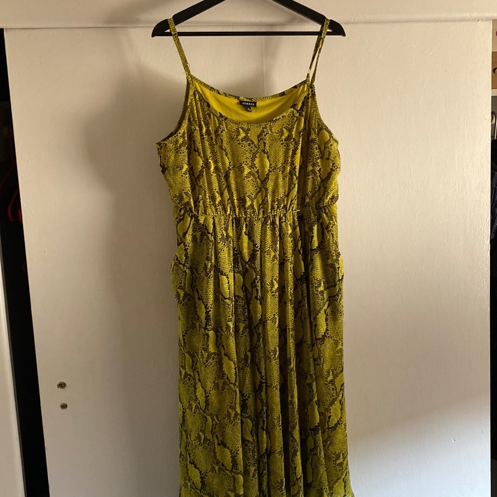 Black and yellow snakeskin dress